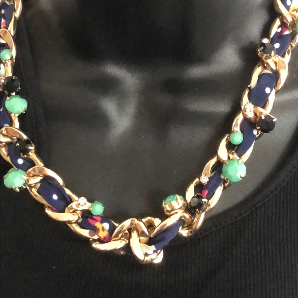 Gold chain/ribbon statement necklace